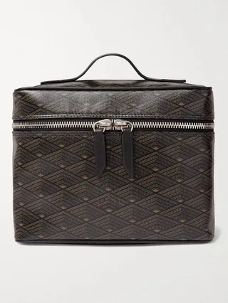 Many Days Leather-Trimmed Printed Canvas Wash Bag