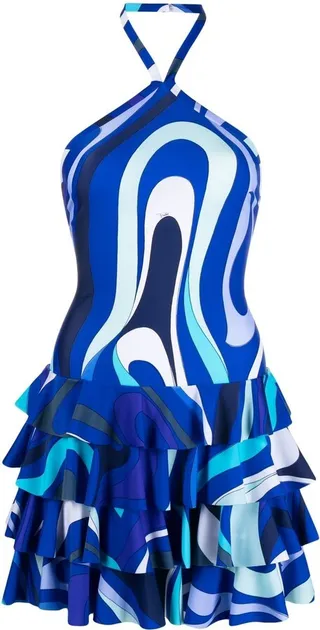Marmo-print halterneck minidress