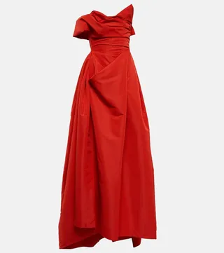 Draped off-shoulder gown