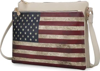 Madeline Printed Flag Vegan Leather Women’s Crossbody Bag