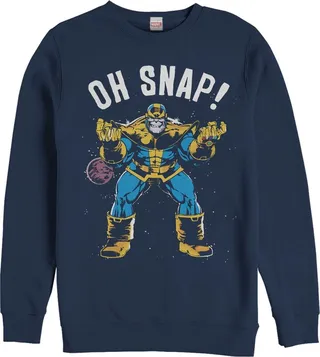 Men's Marvel Thanos Retro Oh Snap Sweatshirt - Navy Blue - Large