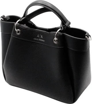 Shopping Bag In Coated Eco Leather With Shoulder Strap With Logo And Magnetic Closure