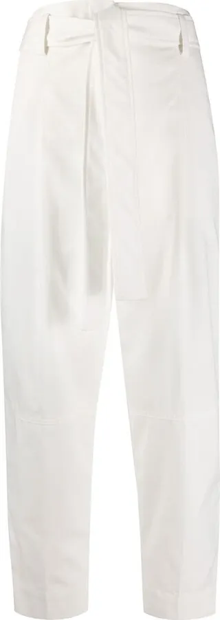 Foldover-Detail Cropped Trousers