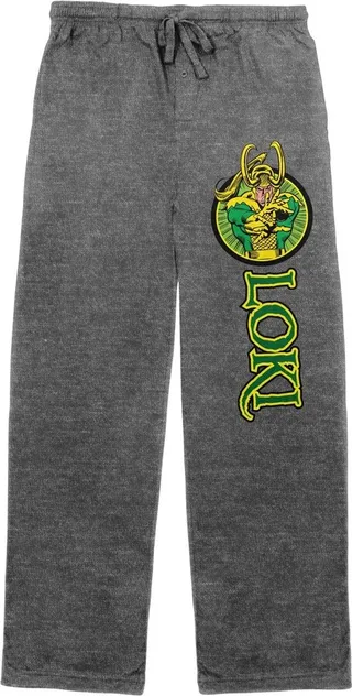 Marvel Comics Presents Loki Classic Men’s Graphite Heater Sleep Pajama Pants-Medium