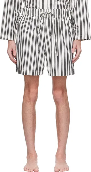 Tekla Off-White Striped Pyjama Shorts
