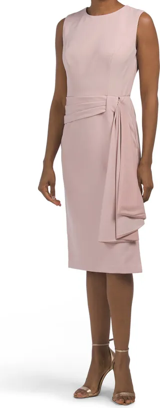 Raven Sleeveless Sheath Midi Dress With Draped Side