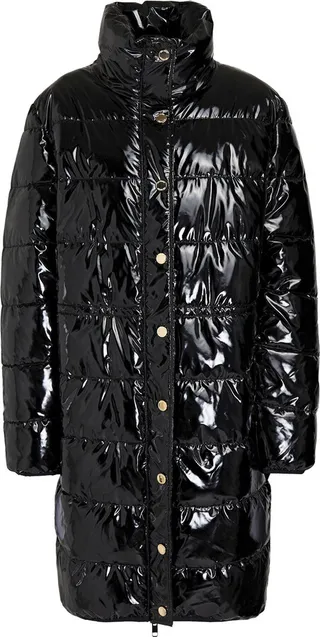 Quilted glossed shell coat