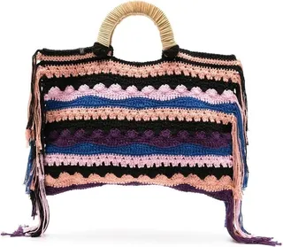 Vera striped crochet tote bag