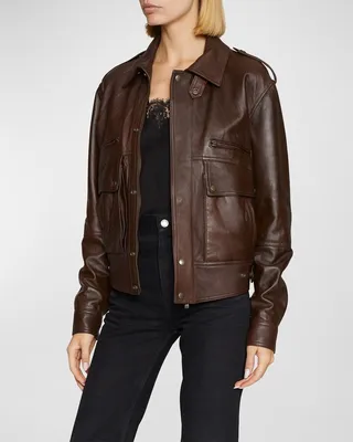 Leather Collared Utility Jacket