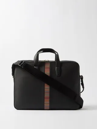 Signature-stripe Leather Briefcase