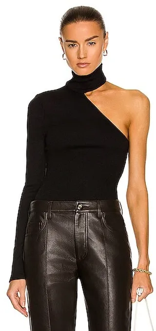The Range Carved Long Sleeve Turtleneck Top in Black