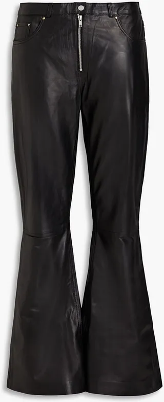 Leather flared pants