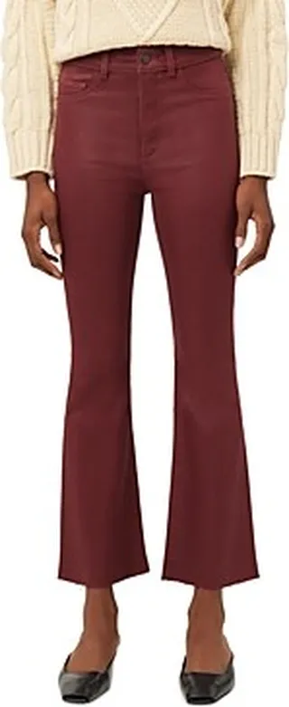 DL1961 Bridget High Rise Coated Cropped Bootcut Jeans in Ruby
