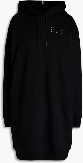 Appliquéd French cotton-terry hooded mini dress