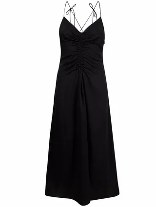 Ruched Sleeveless Midi Dress