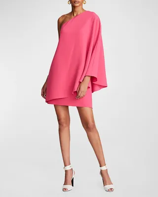 Melina One-Shoulder Crepe Shift Dress