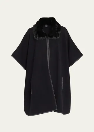 Shearling Collar Cashmere Cape