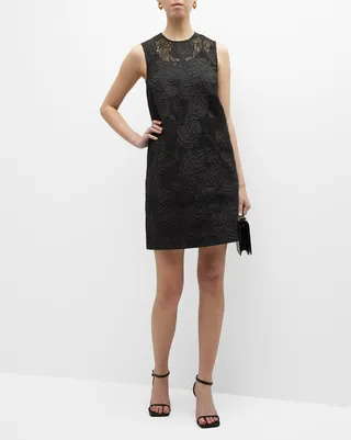 Calado Sleeveless Embroidered Shift Dress