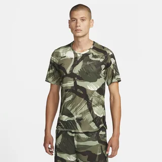 Nike Men's Dri-FIT Miler Short-Sleeve Camo Running Top in Green