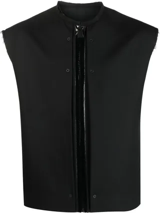 Black Wool Zip-Up Gilet