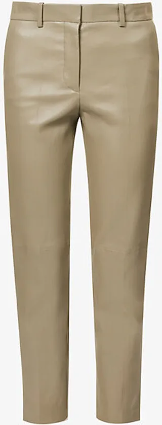 Womens Pewter Coleman Straight-leg Stretch-leather Trousers