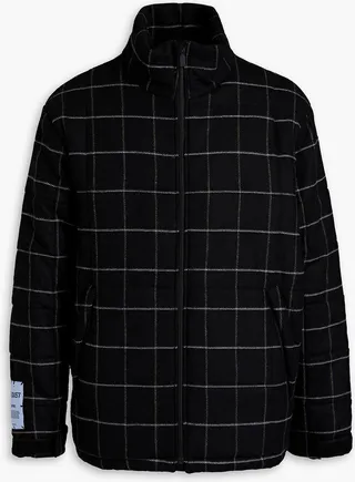 Appliquéd checked wool-twill jacket
