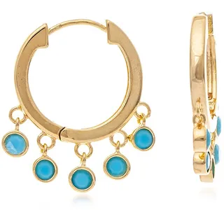 18K Yellow Gold Plated Turquoise Crystal Dangle Earrings