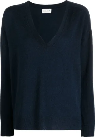 long-sleeve V-neck jumper