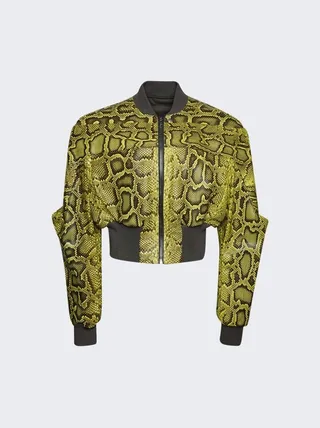 Python Leather Bomber Jacket Lemon Yellow