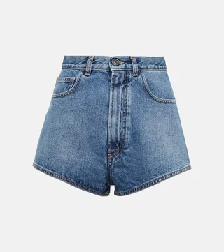 High-rise denim shorts