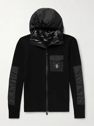 Shell-Panelled Wool-Blend Hooded Ski Jacket