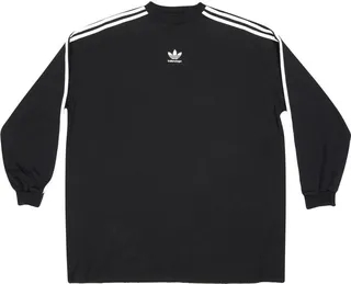 X Adidas Black Logo Print Three-Stripe Long-Sleeved T-Shirt