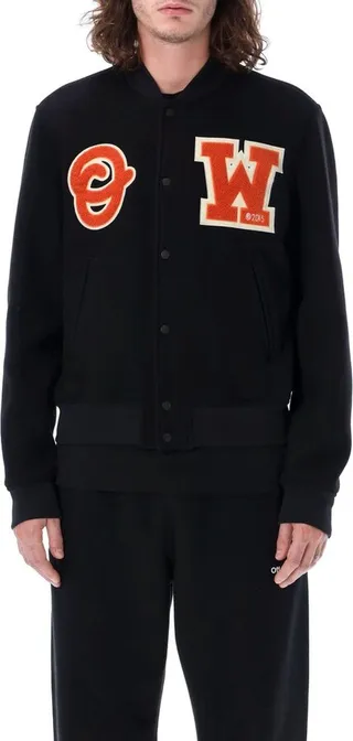 Off-White Logo Flocked Long-Sleeved Jacket