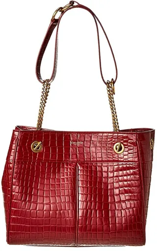 Saint Laurent Claude Croc-Embossed Leather Shoulder Bag
