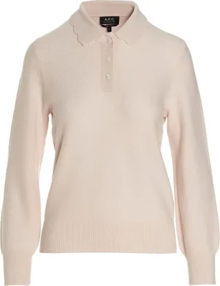 A.P.C. Long-Sleeved Ribbed Hem Polo Shirt