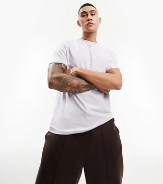 ASOS DESIGN T-shirt with roll sleeve in light purple