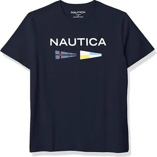 Nautica Men's Sustainably Crafted Logo Signal Flag Graphic T-Shirt (Navy) Men's T Shirt