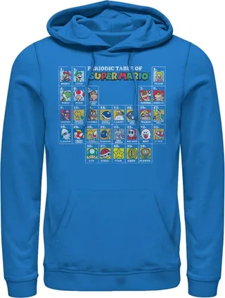 Men's Nintendo Periodic Table of Super Mario Pull Over Hoodie - Royal Blue - Large