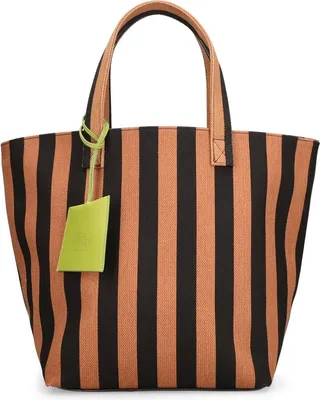 Striped cotton tote bag