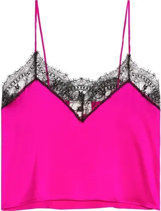 Lace-Trim Silk Camisole