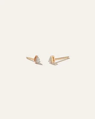 14K Gold Petite Pear Diamond Studs