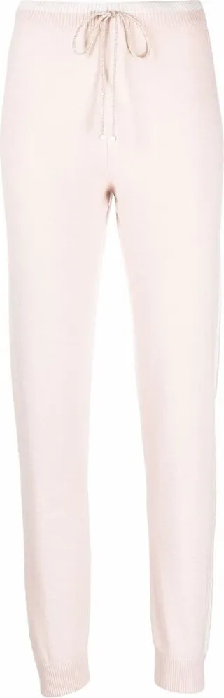 Cable-Knit Trim Cashmere Track Pants