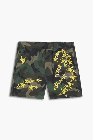 Rockstud short-length camouflage printed swim shorts