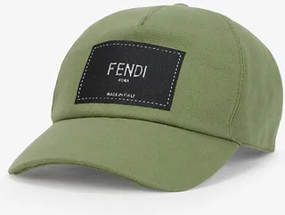Mens Green Logo Patch Cotton Baseball cap