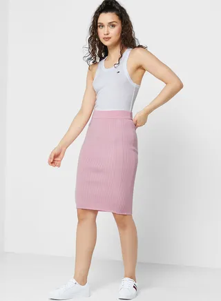 High Waist Ribbed Skirt