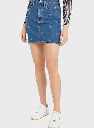 High Waist Denim Mini Skirt