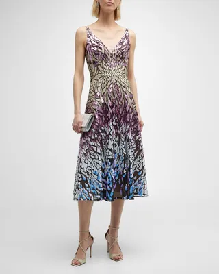 Elisa Sleeveless Mosaic Sequin Midi Dress