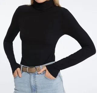 Essential Turtleneck Top in Black