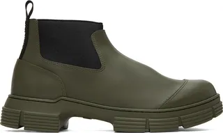 GANNI Khaki City Chelsea Boots
