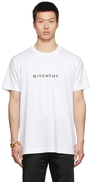Givenchy White Reverse Logo Print T-Shirt